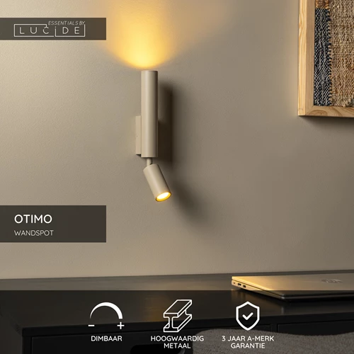 Lucide OTIMO - Wandspot / Wandlamp - 2xGU10 - Taupe | Essential - USP